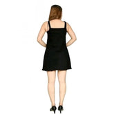 Women's Casual Denim Sleeveless Dress (Black)
